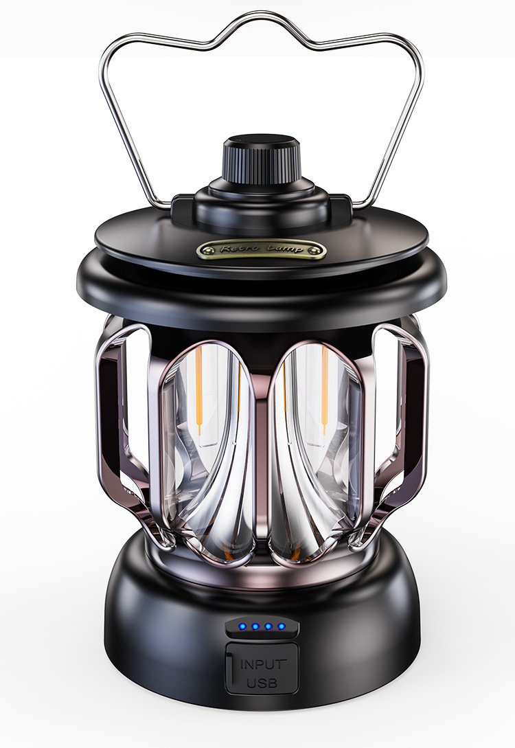 Cheap Goat Tents Portable Retro Outdoor Camping Light Rechargeable 18650 Battery Powered Lamp for Home Party Hanging Tent Lantern Lant Lighting   